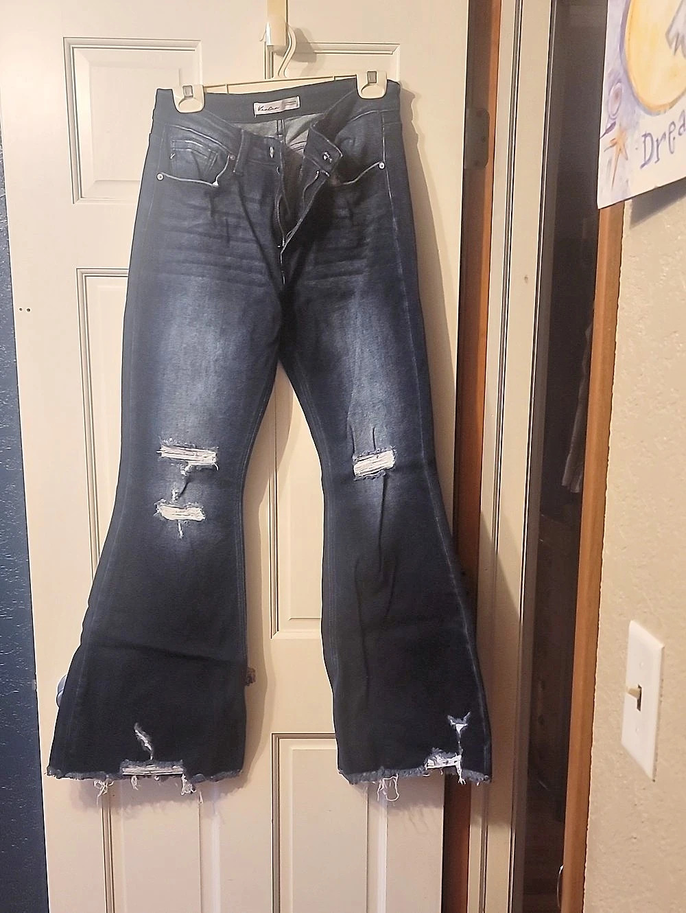 KanCan Distressed Flare Jeans Waist 29 in Blue